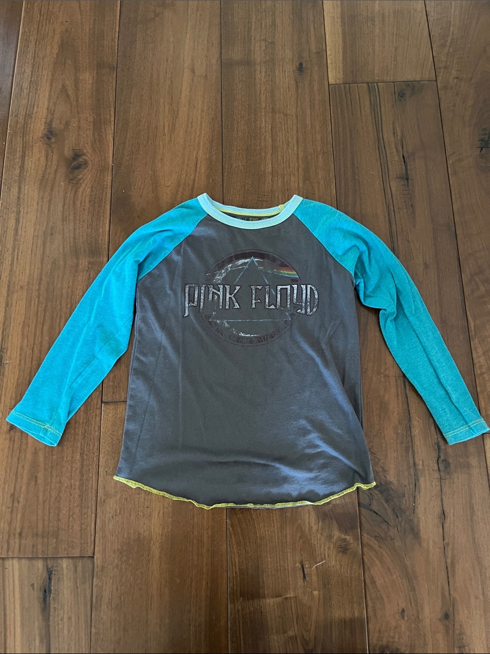 Rowdy Sprout Teal Sleeve Raglan Tee with Gray Body